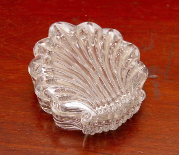 Gorham Chantilly crystal shell box, Gorham Crystal Box Collection &#8211; Chantilly Shell Glass Trinket Jewellery Dish With Lid