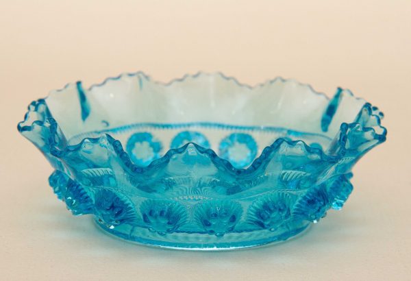 Davidson glass dish, Small Vintage Turquoise Blue Bobble Glass Dish