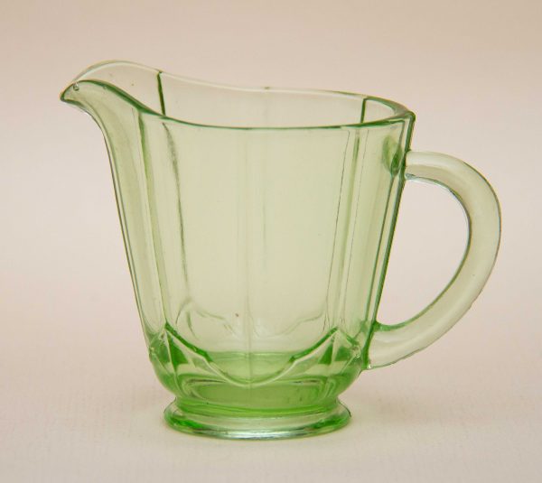 Art Deco green glass jug, Small Art Deco Green Glass Jug