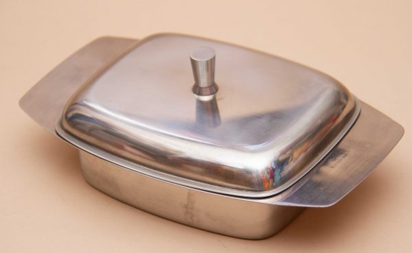 Viners Vintage Stainless Steel Butter Dish, Retro Viners Hong Kong Stainless Steel Butter Dish Mid Century Modern