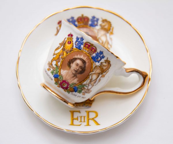 Regency Fine Bone China Queen Elizabeth II Coronation, Regency Fine Bone China Queen Elizabeth II Coronation 1953 Gilt Cup &#038; Saucer