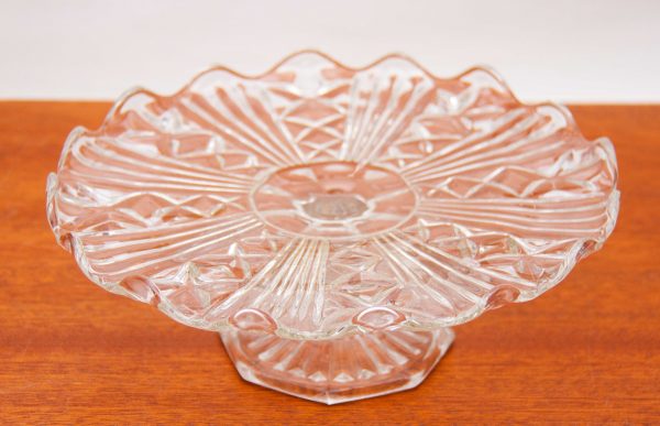 Glass Vintage Cake Stand, Vintage Clear Glass Cake Stand Pedestal Cake Plate