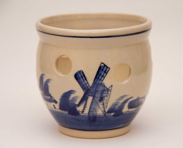 Delft plant pot, Delft Small Plant Pot Blue &#038; White Windmill Dutch Pottery Holland