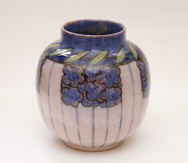 Royal Doulton Lambeth Stoneware Vase, Antique Royal Doulton Lambeth Stoneware Vase, Blue Floral Signed Ada Tosen