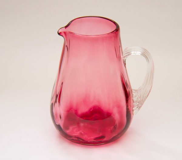 cranberry glass jug, Cranberry Glass Vintage Pitcher Jug, Clear Glass Handle
