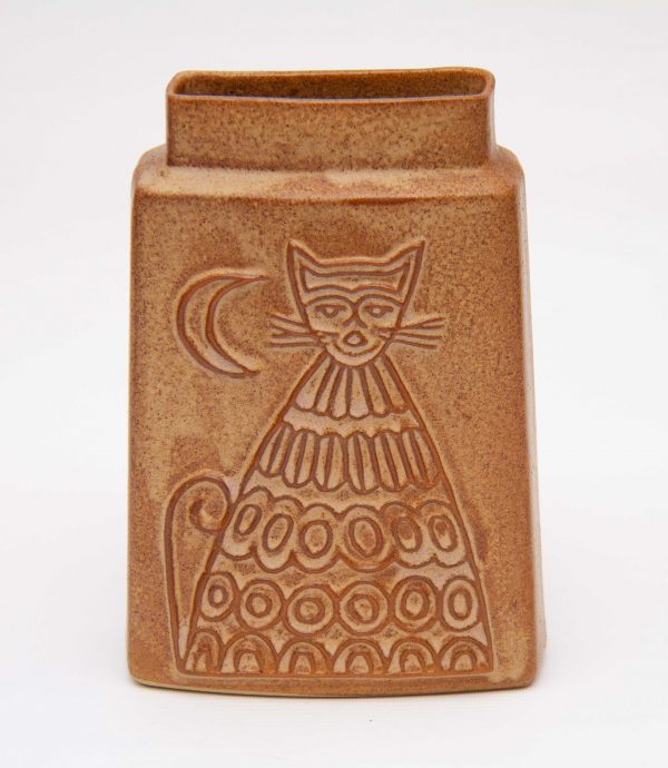 Cornish Ware vase The Owl and The Pussycat, Cornish Ware Owl and Pussycat Brown Earthenware Vase