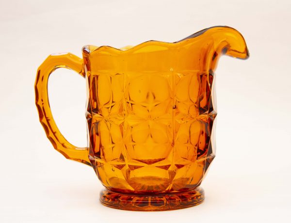 art deco amber Glass jug pitcher, Art Deco Amber Glass Pitcher Water/Fruit Juice Jug