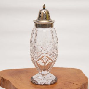 Cut Crystal & Silver Plated Sugar Shaker Sifter, Star Pattern