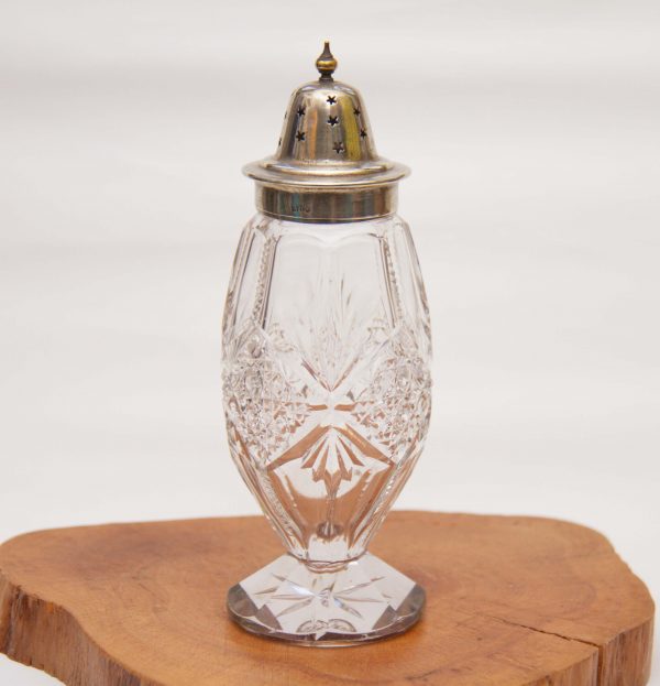 silver plated cut crystal shaker sifter, Cut Crystal &#038; Silver Plated Sugar Shaker Sifter, Star Pattern