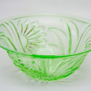Large Art Deco Green Uranium Glass Fruit Bowl