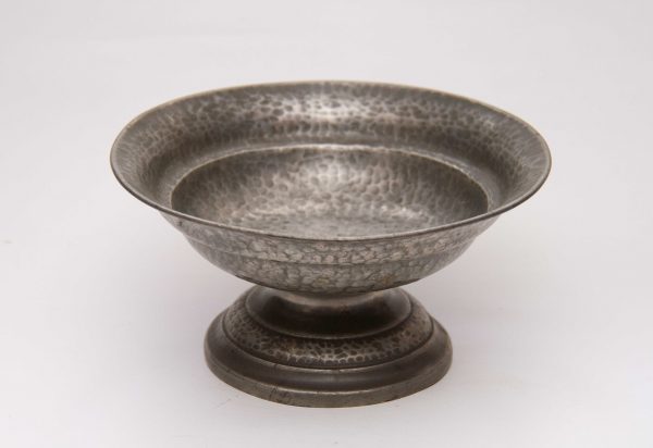 My Lady 1930's hand Hammered Pewter pedestal bowl, My Lady Hand Hammered Pewter Pedestal Bowl