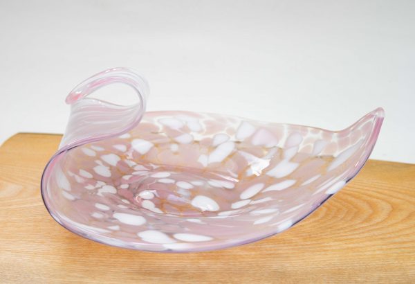 Murano Italian art glass bowl, Murano Art Glass Pink &#038; White Bowl