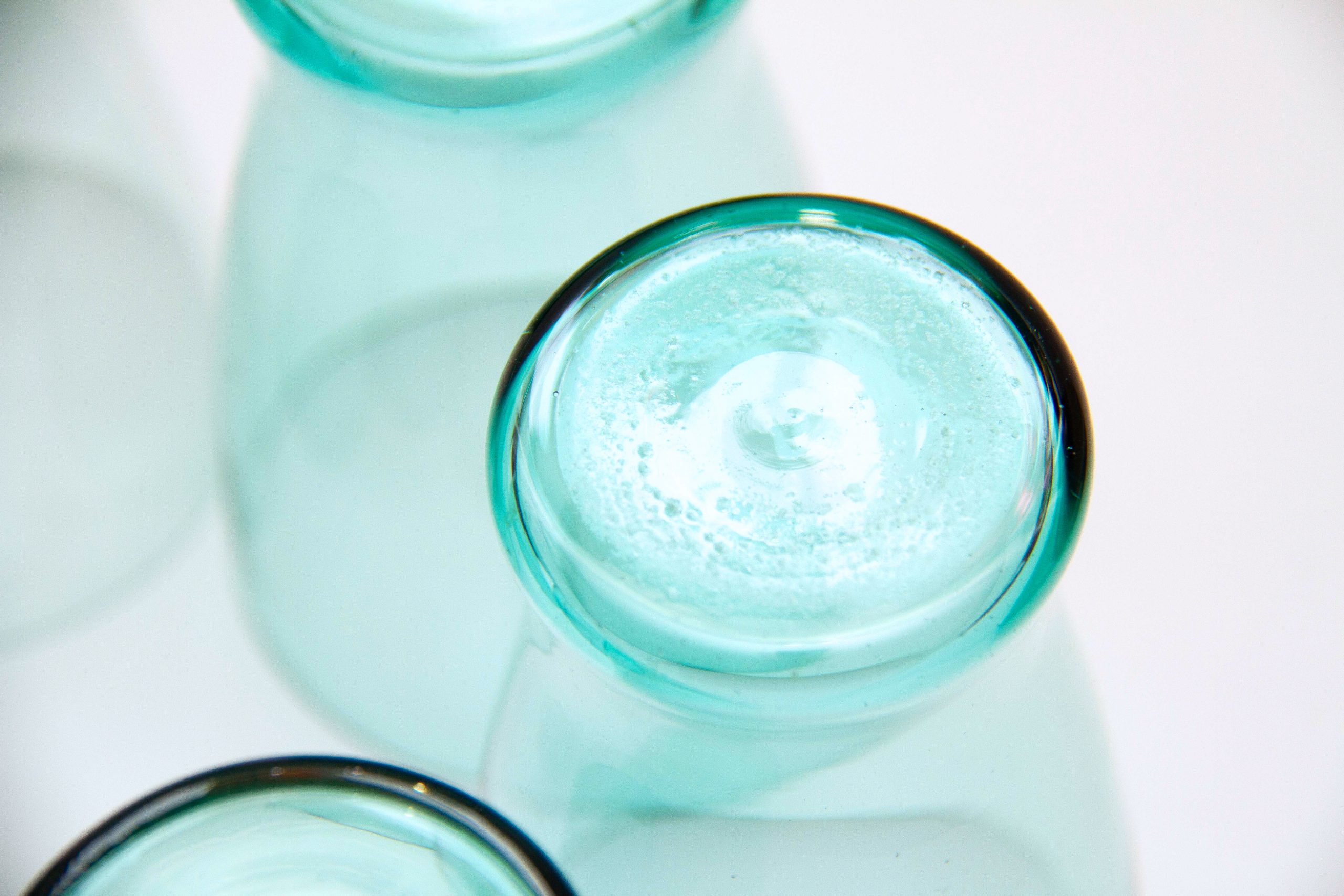 rare set of 6 Whitefriars water glasses, 6 Whitefriars Ocean Green Glass Tumblers, Water Glasses 1960’s