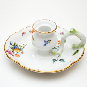 Antique Haas & Czjzek Porcelain Candlestick, Chamberstick Wee Willie Winkie